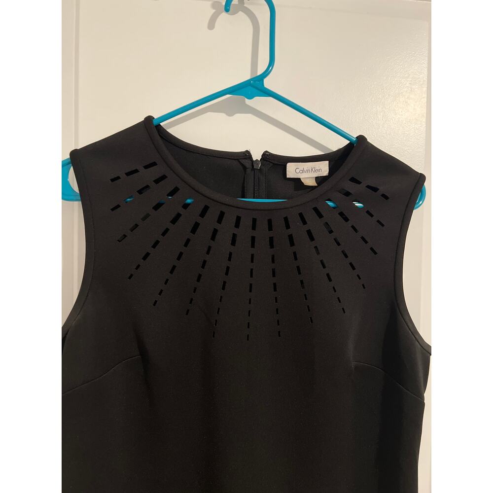 Calvin Klein Black Laser-Cut Sheath Midi Dress – Size 12 - Picture 3 of 7